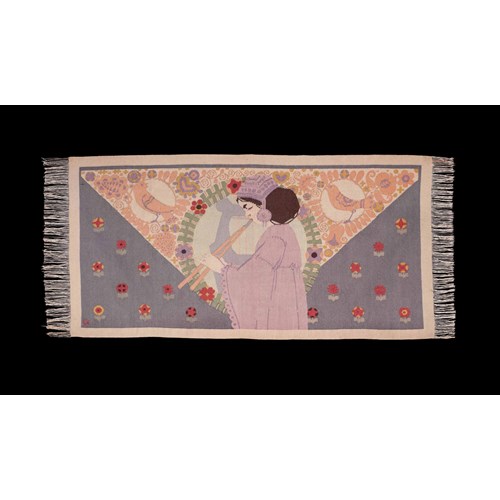 ART NOUVEAU TAPESTRY "GIRL WITH FLUTE"
